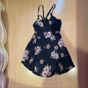Navy blue floral party dress